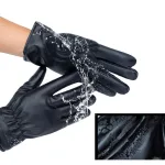 gants chauffants en cuir pour femme
