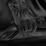 gants en cuir PU pour femme chauffants