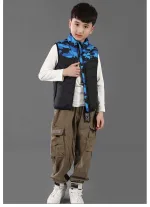 gilet pour enfant avec chauffage camouflage bleu