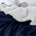 plaid bleu fourrure sherpa
