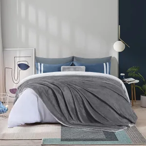 plaid polaire blandine gris doublé avec fourrure sherpa