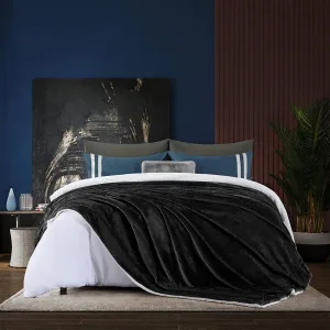 plaid polaire Blandine noir doublé fourrure Sherpa
