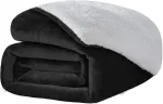 plaid polaire douillet noir avec texture fourrure