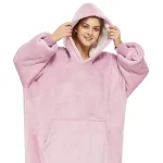 plaid polaire manches rose pastel