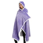 poncho à capuche violet pour femme
