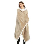 poncho beige en polaire pour femme