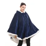 poncho bleu marine à capuche