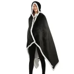 poncho capuche noir pour femme