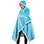 poncho chaud pour femme en bleu azur