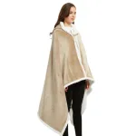 poncho femme à capuche beige