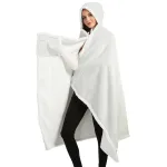 poncho femme avec capuche en polaire blanche