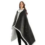 poncho femme en polaire gris