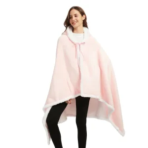 poncho femme en polaire rose pastel