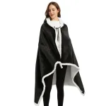 poncho femme noir en polaire
