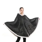 poncho plaid polaire confortable avec capuche