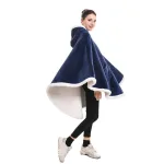 poncho polaire doux géant bleu marine