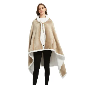 poncho polaire femme beige