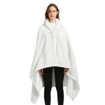 poncho polaire femme blanc à capuche