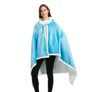 poncho polaire femme bleu azur