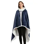 poncho polaire femme bleu marine à capuche