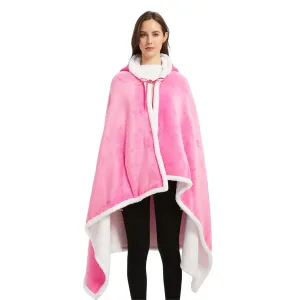 poncho polaire femme fuchsia à capuche