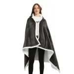 poncho polaire femme gris à capuche