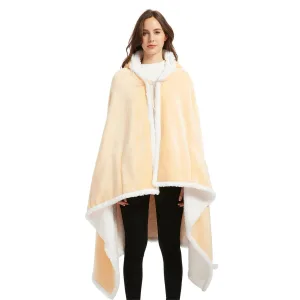poncho polaire femme jaune à capuche