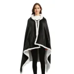 poncho polaire femme noir à capuche