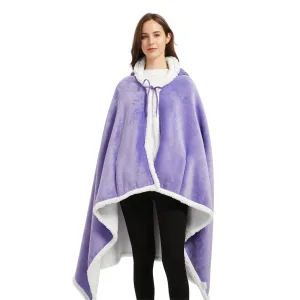 poncho polaire femme violet à capuche