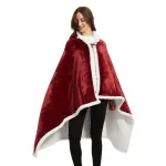 poncho rouge femme en polaire