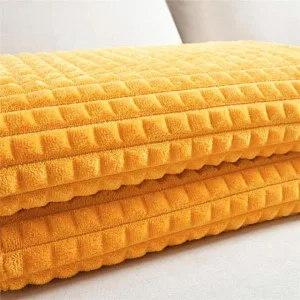 Grand Plaid Polaire Moutarde