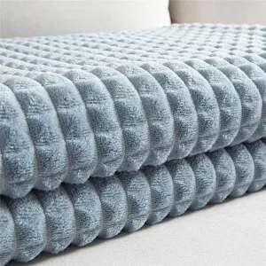 Grand Plaid Polaire Bleu Gris