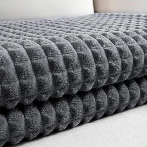 Grand Plaid Polaire Gris Foncé