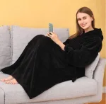Long Plaid Sweat Coat Noir
