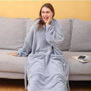 Long Plaid Sweat Coat Gris