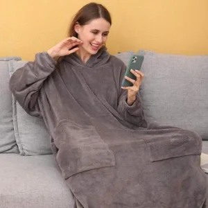 Long Plaid Sweat Coat Gris Foncé