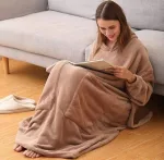 Long Plaid Sweat Coat Beige