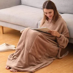 Long Plaid Sweat Coat Beige