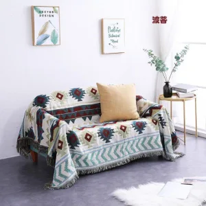 Plaid BohèMe Blanc Et Bleu