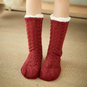 Chausson Chaussette Femme Bordeaux