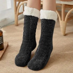 Chausson Chaussette Femme Velours Noir