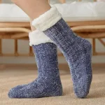 Chausson Chaussette Femme Bleu Velours