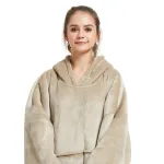 pull à capuche beige