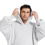 pull à capuche en polaire blanc argent