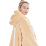 pull femme à capuche plaid jaune