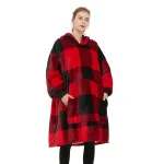 pull plaid polaire à capuche