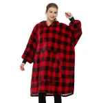 pull plaid polaire femme avec poche centrale