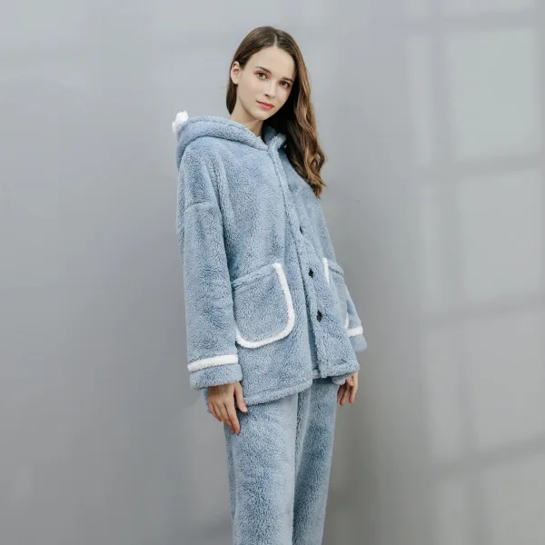 pyjama pilou pilou femme bleu clair