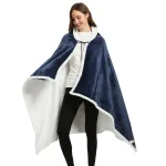 vêtement chaud poncho polaire femme bleu marine