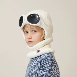 Bonnet tour de cou enfant hiver ensemble 2 pièces tricoté doublé polaire